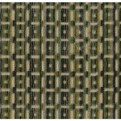 a green and black striped rug with small squares on the bottom, in different colors