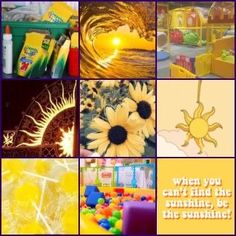 a collage of pictures with sunflowers and other things