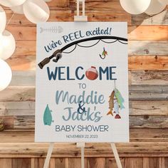 Fishing Time Baby Shower Welcome Sign - Fishing Time, gender_boy, text Fishing Baby Shower Theme, November Baby Shower, Boy Shower Themes, Baby Shower Fishing, Fishing Nursery, Baby Shower Theme Decorations, Baby Fish, Baby Boy Room Nursery, Nursery Room Boy