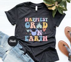 Happiest Grad on Earth Shirt Disney Graduate T-shirt - Etsy Disney Grad Shirts, Disney Senior Shirts, Graduation Disney Shirts, Disney Senior Trip Shirts, Senior Disney Shirts, Disney Graduation Shirts, Magic Kingdom Shirt, Disney Graduation, Disney Trip Outfits