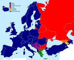 the map shows europe and its major languages