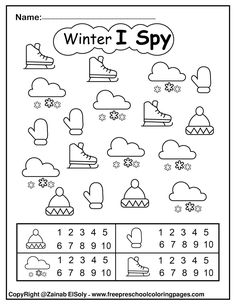 the winter i spy worksheet with numbers and symbols to help students learn how to read