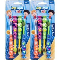 PRICES MAY VARY. Includes 2 RM Oral Kids 4 packs of healthy fun suction cup soft toothbrushes Soft handles for little hands to grip. Small head-sizes along with ultra-soft bristles gentle on young mouths Powerful suction cup allows brushes to stand upright to avoid germs and dry completely between uses For ages 4-8 years Kids Healthy, Child Smile, Soft Toothbrush, Small Hands, Healthy Kids, More Fun