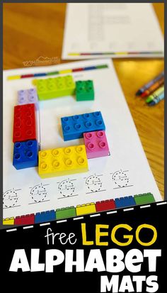 the free lego alphabet mats are perfect for kids to practice their handwriting and number recognition skills