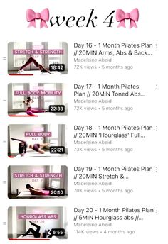 the workout plan is displayed in pink and white