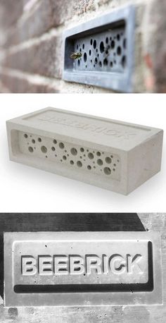 an image of a brick with holes in it and the words beecrick written on it