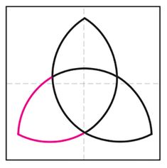 the golden triangle has two intersecting sides and is drawn in red, black and white