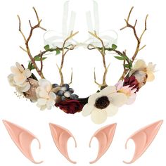 PRICES MAY VARY. Beautiful Costume Set: you will receive costume cosplay accessories set, including 1 deer antler flower crown and 2 pairs of different styles of elf ears, a pair of short and a pair of long, you can choose to better suit your costume, these accessories together will help to get a stylish effect Exquisite Design: the costume accessories feature delicate design, deer flower fairy crown is an exquisite and creative headpiece for most women and girls during cosplay time, adorable co Antler Flower, Deer Headband, Crown For Women, Fairy Ears, Fairy Crown, Baby Girl Accessories, Elf Ears, Beautiful Costumes, Floral Headpiece