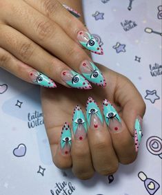 Shark Nails, Mix Nails, Summertime Nails, Mystic Nails, Eye Nail Art, Chrome Nails Designs, Eye Nails