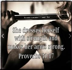 a woman holding a baseball bat in her right hand with the words, she dresses herself with strength and makes her arms strong prove prove prove prove prove