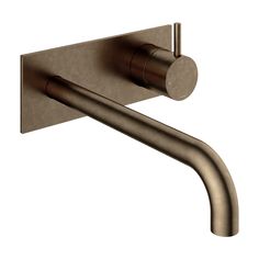 the wall mounted faucet is shown in bronze