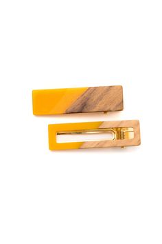 Looking for a unique, beautiful way to hold hair back? This beautiful Two Tone Hair Clip Set in Yellow has an alligator style metal clip on the back, and have a very strong grip to hold your hair! Great to pull back a bit of hair and enhance your hair style. The wood is nice and light; these clips won't pull on your hair through out the day. Acrylic and Wood Metal Clip Backing Measurements Two Tone Hair, Hair Back, Tone Hair, Hair Accessories Jewelry, Hair Claws & Clips, Wood Metal, Hair Claw, Hat Hairstyles, Sock Shoes