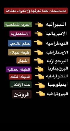 an arabic text on a black background with different colors and shapes, including the words