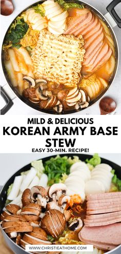 korean army base stew recipe with mushrooms and broccoli