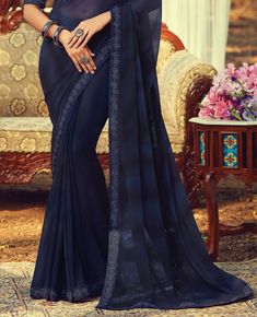 Saree Georgette, Resham Embroidery, Dresses Traditional, Holiday Promotions, Simple Sarees, Indian Dresses Traditional