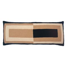 a brown and black rectangular pillow on a white background