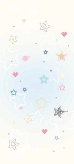 an image of stars in the sky on a white background with pink, yellow and blue colors