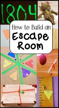 a collage of pictures with the words how to build an escape room on it