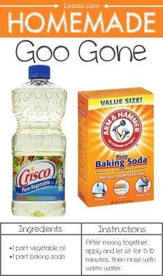 a bottle of baking soda next to a carton of baking soda with instructions on how to use it