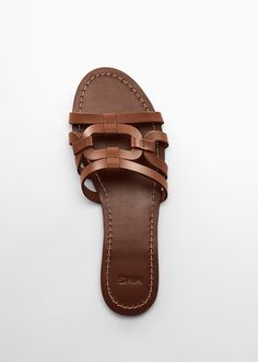 Leather straps sandals - Women | Mango USA Straps Sandals, Summer Clutch, Hudson Homes, Leather Strap Sandals, Mango Outlet, Friday Favorites, Strap Sandals Women, Shoes Flats Sandals, Leather Slides