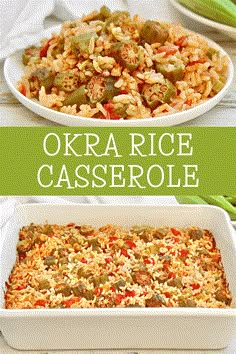 an image of a casserole dish with rice and vegetables in the bottom photo