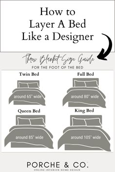 the instructions for how to layer a bed like a designer, including two comforter sets and