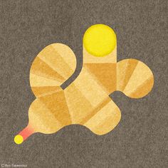 a drawing of a yellow object on a brown background