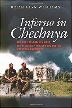 two men sitting next to each other on top of a stone wall with the words inferno in chechnya