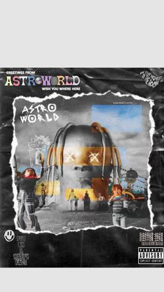 the album cover for astroworld, featuring an image of a giant head and people