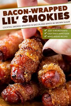 bacon wrapped lil's smokies on a plate with the title above it