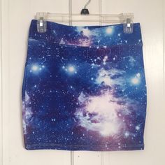 Super Soft And Stretchy Galaxy Skirt, Never Worn Galaxy Skirt, Hot Topic, Blue Purple, Blue And Purple, Womens Skirt, Color Blue, Skirt, Purple, Women Shopping