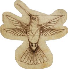 a wooden cutout of a hummingbird