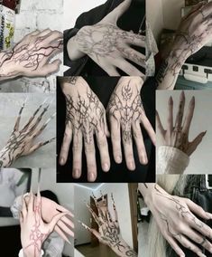 many different pictures of hands with tattoos on them