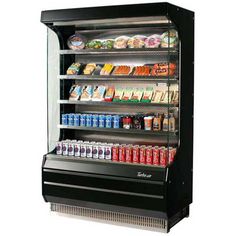 a refrigerated display case filled with drinks and snacks