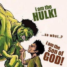 an image of a man with a hulk on his back and the words i am hulk above him