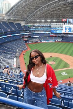 Baseball game aesthetic, baseball jersey outfit inspo, digital camera , baseball game photo idea, summer aesthetic, summer outfit, jorts inspo Baseball Jersey And Skirt Outfit, Fits With Baseball Jersey, Going To A Game Outfit, Nationals Baseball Outfit, Baseball Outfit Black Women, Styling Baseball Jerseys Outfit, Game Fits Women, Button Up Baseball Jersey Outfit, Watching A Game Outfit