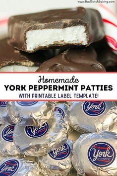 homemade york peppermint patties with printable label