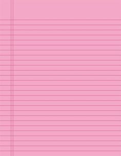 a pink lined paper with lines on it