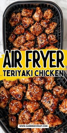 air fryer teriyaki chicken recipe with text overlay