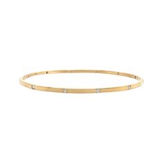 This handmade 14k yellow gold bangle is 2mm wide, rectangular, and features twelve 2mm white diamonds. Bangle is approximately 6.5cm or 2 3/4" in diameter. Size may vary slightly due to the handmade goldsmithing process. This bracelet is made to order. Please allow 6-8 weeks for the creation of your bracelet. To order Yellow Gold Bangle, Gold Bangle, Gold Bangles, Bangles