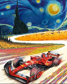 Ferrari formula 1 car 
starry night by Vincent van Gogh Hamilton Painting, Art Activities For Toddlers, Starry Night Painting, Racing Posters, Motor Sport, Graffiti Drawing, Ferrari F1, Iphone Wallpaper Tumblr Aesthetic