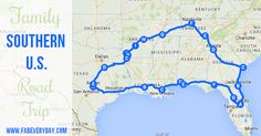 the route map for southern u s road trip