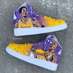 Custom Kobe Shoes, Lakers Custom Air Force 1, Drippy Shoes, Kobe Bryant Sneakers, Shoe Customs, Kobe Bryant Tribute, Nike Kobe Bryant