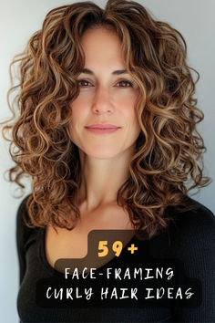 Discover 59 Trendy Layered Curly Haircuts That Flatter Every Face Shape! 💇‍♀️💫 These Styles Will Add Dimension And Movement To Your Curls. Want To Know Which Cut Suits You Best? Click To Find Out More Fabulous Ideas! 🌟💖  #CurlyHairGoals #LayeredCuts #HairIdeas #BeautyInspo #FashionTrends #ChicHair #GlamLooks Curly Shag Without Bangs, Curly Haircut Oval Face, Round Face Curly Haircut, Face Framing Pieces Curly Hair, Curly Face Framing Layers, Long Curly Shag Haircut, Face Framing Bangs Curly Hair, Face Framing Curly Hair, Curly Hair Layers