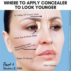 The first part of looking younger with concealer starts with minimizing lines and wrinkles!! Check out where to apply concealer to do this plus all our other makeup tips & tricks for concealer! Where To Apply Concealer, Makeup Wrinkles, Apply Concealer, Using Concealer, Makeup Tips For Older Women, Makeup For Older Women, How To Apply Concealer, Face Makeup Tips