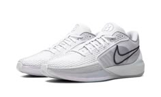 the nike zoom basketball shoe in white and grey is on sale for $ 599