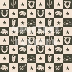 a pattern with cowboy hats and stars