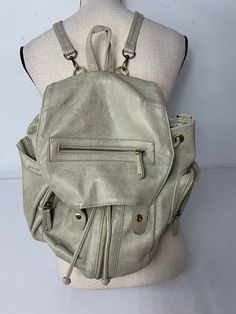 Fun Designed Backpack Color: cream Material: polyester Lots of fun pockets and great use of space bag 12q JN Space Bags, Designer Backpacks, Leather Backpack, Fashion Backpack, Cool Designs, Backpacks, Cream, Leather, Color