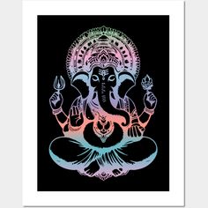 an image of the hindu god gandapaa in neon colors on a black background