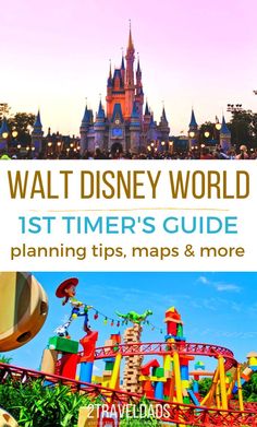 the walt world is shown with text overlaying it that reads, walt world 1st timer's guide planning tips maps & more